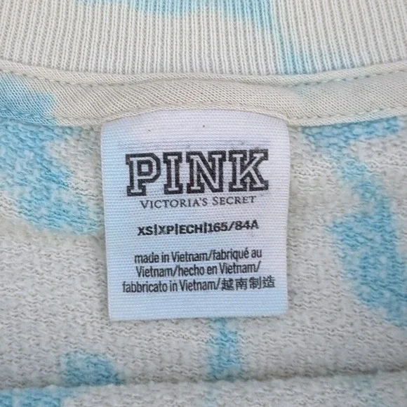PINK Victoria's Secret Blue Tie-Dye Long‎ Sleeve Sweatshirt Cozy Women's XS - Picture 3 of 6